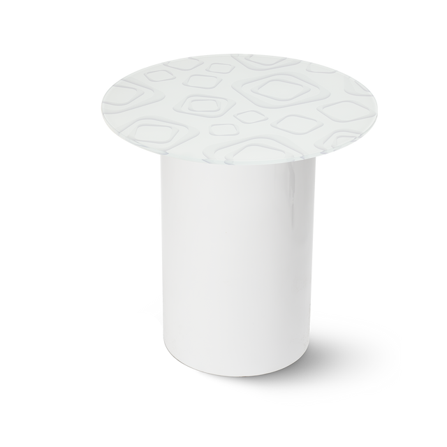 CUBIX Round End Table with Glossy White Base