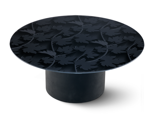 BLACK FOREST Round Coffee Table  with Matte Black Base