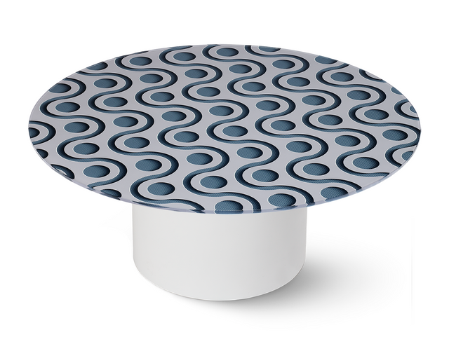 TEKNA Round Coffee Table  with Glossy White Base