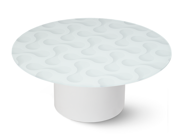 ECOLOFT Round Coffee Table with Glossy White Base