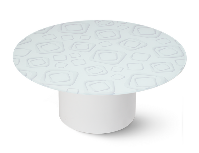 CUBIX Round Coffee Table with Glossy White Base