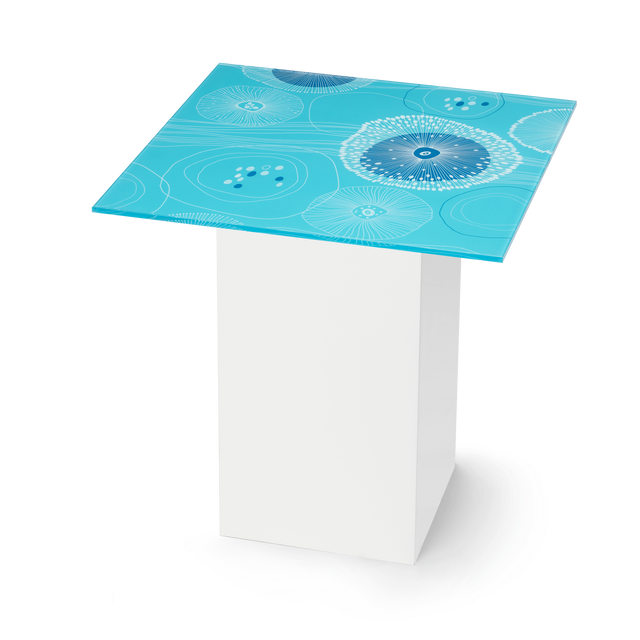 AQUAS Square End Table with Glossy White Base