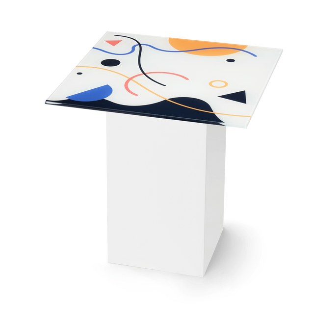 MIRRO Square End Table with Glossy White Base