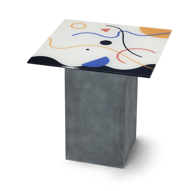 MIRRO Square End Table with Cement Gray Base