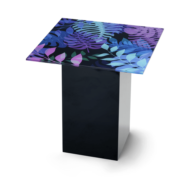 UTOPIA Square End Table with Glossy Black Base