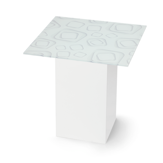 CUBIX Square End Table with Glossy White Base