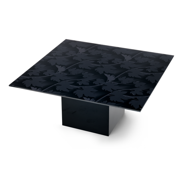 BLACK FOREST Square Coffee Table with Glossy Black Base