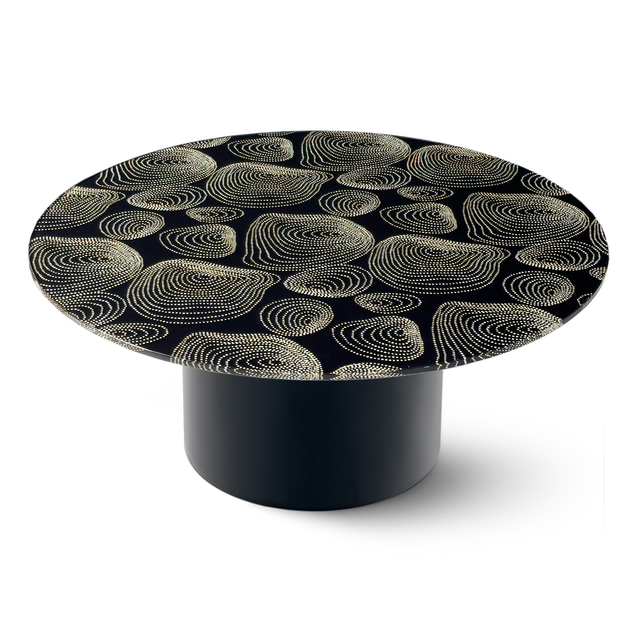 PERLA Round Coffee Table with Glossy Black Base