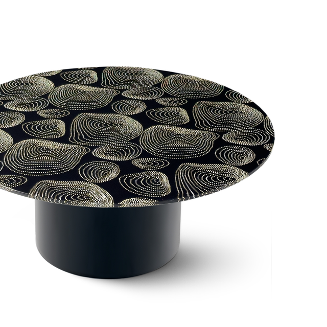 PERLA Round Coffee Table with Glossy Black Base