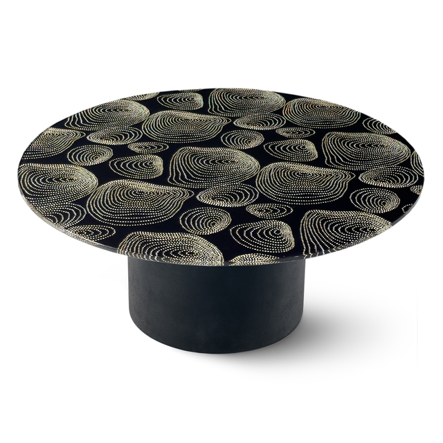 PERLA Round Coffee Table with Matte Black Base