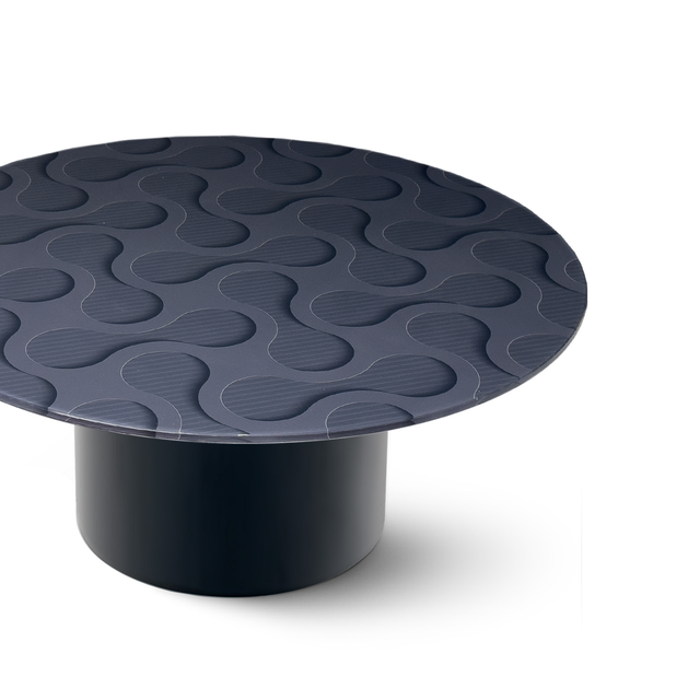 PLUTO Round Coffee Table with Glossy Black Base