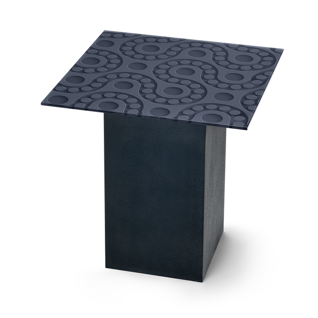 POLARIS Square End Table with Matte Black Base