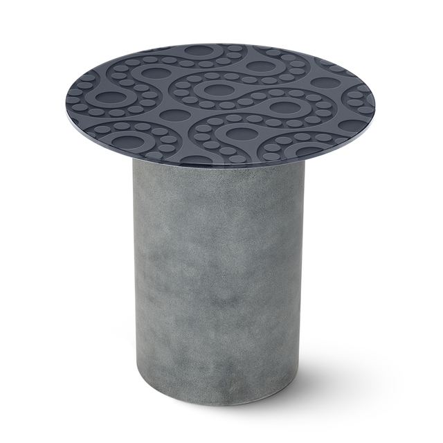 POLARIS Round End Table with Cement Gray Base