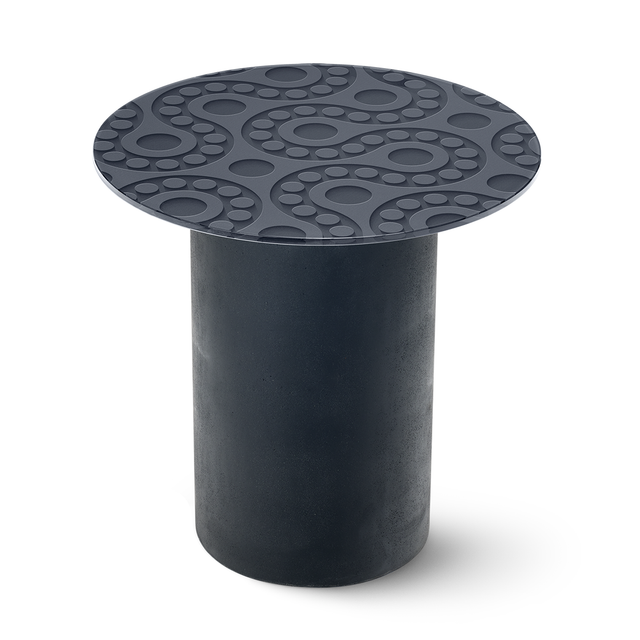 POLARIS Round End Table with Matte Black Base