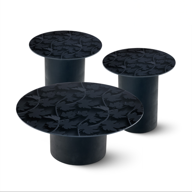 BLACK FOREST 3-pc. Coffee & End Table Set with Matte Black Base