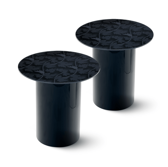 BLACK FOREST 2-pc. End Table Set with Glossy Black Base