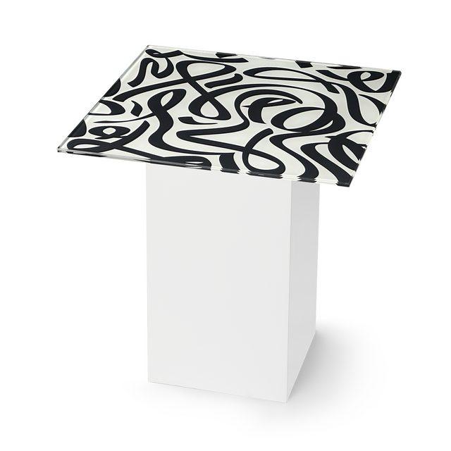 TANGO Square End Table with Glossy White Base