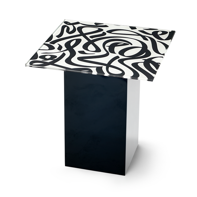 TANGO Square End Table with Glossy Black Base