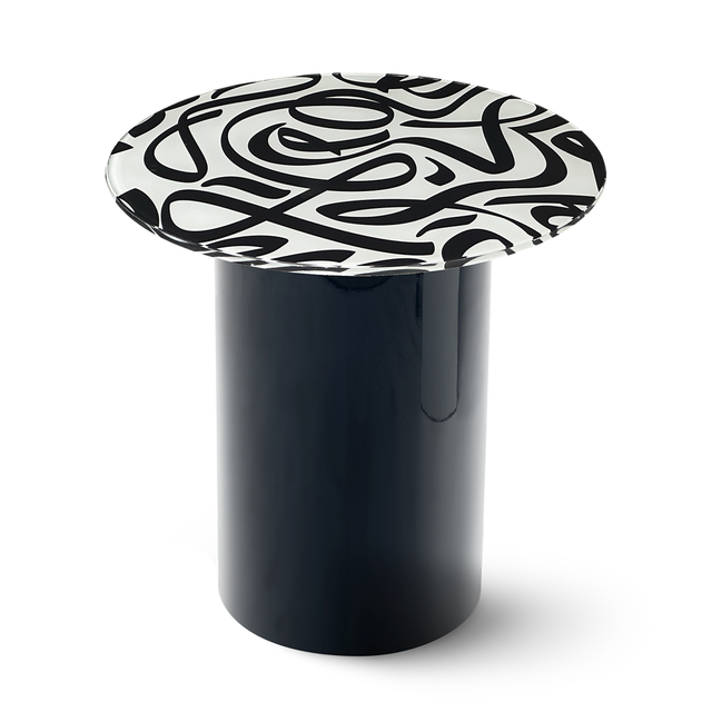 TANGO Round End Table with Glossy Black Base