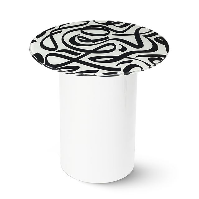 TANGO Round End Table with Glossy White Base