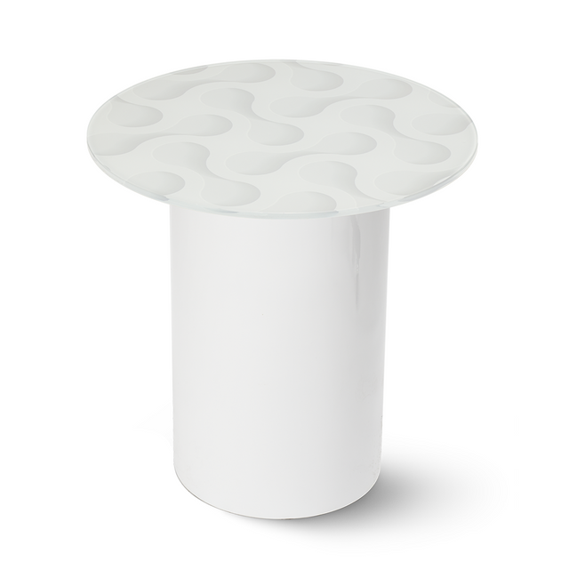 ECOLOFT Round End Table with Glossy White Base