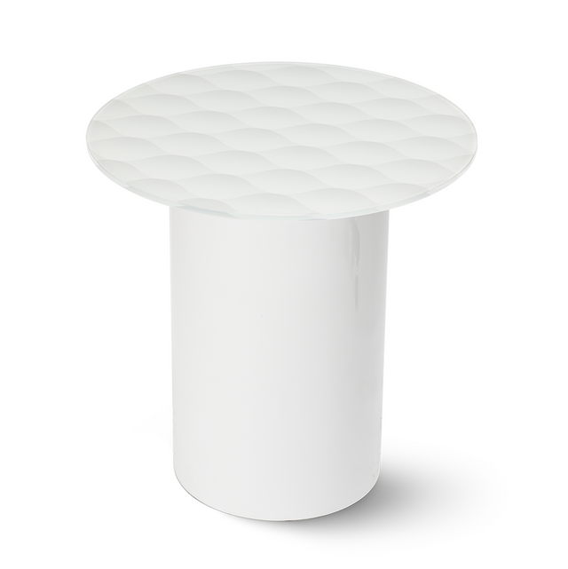 LUVIA Round End Table with Glossy White Base