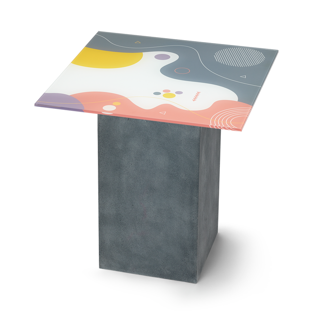 ALDO Square End Table with Cement Gray Base