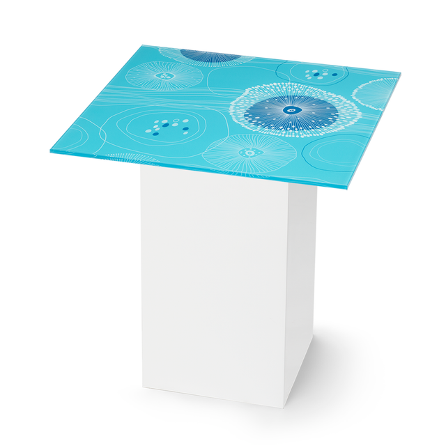 AQUAS Square End Table with Glossy White Base