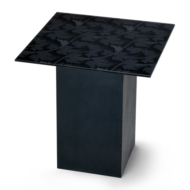 BLACK FOREST Square End Table with Matte Black Base