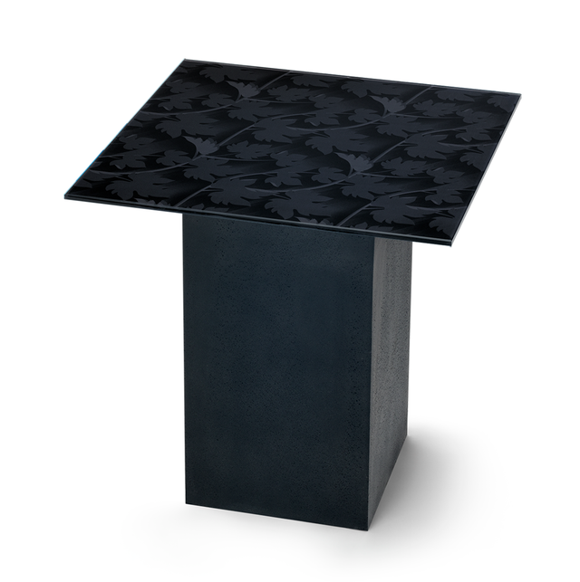 BLACK FOREST Square End Table with Matte Black Base