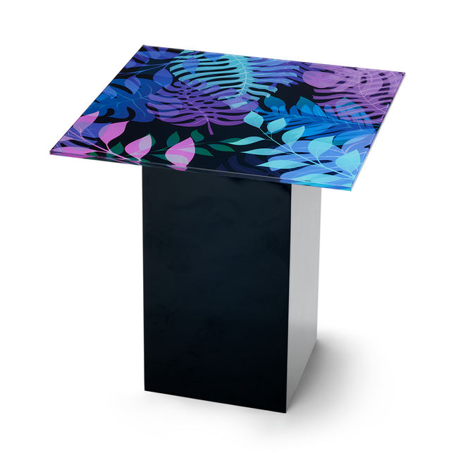 UTOPIA Square End Table with Glossy Black Base