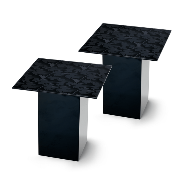 BLACK FOREST 2-pc. End Table Set with Glossy Black Base